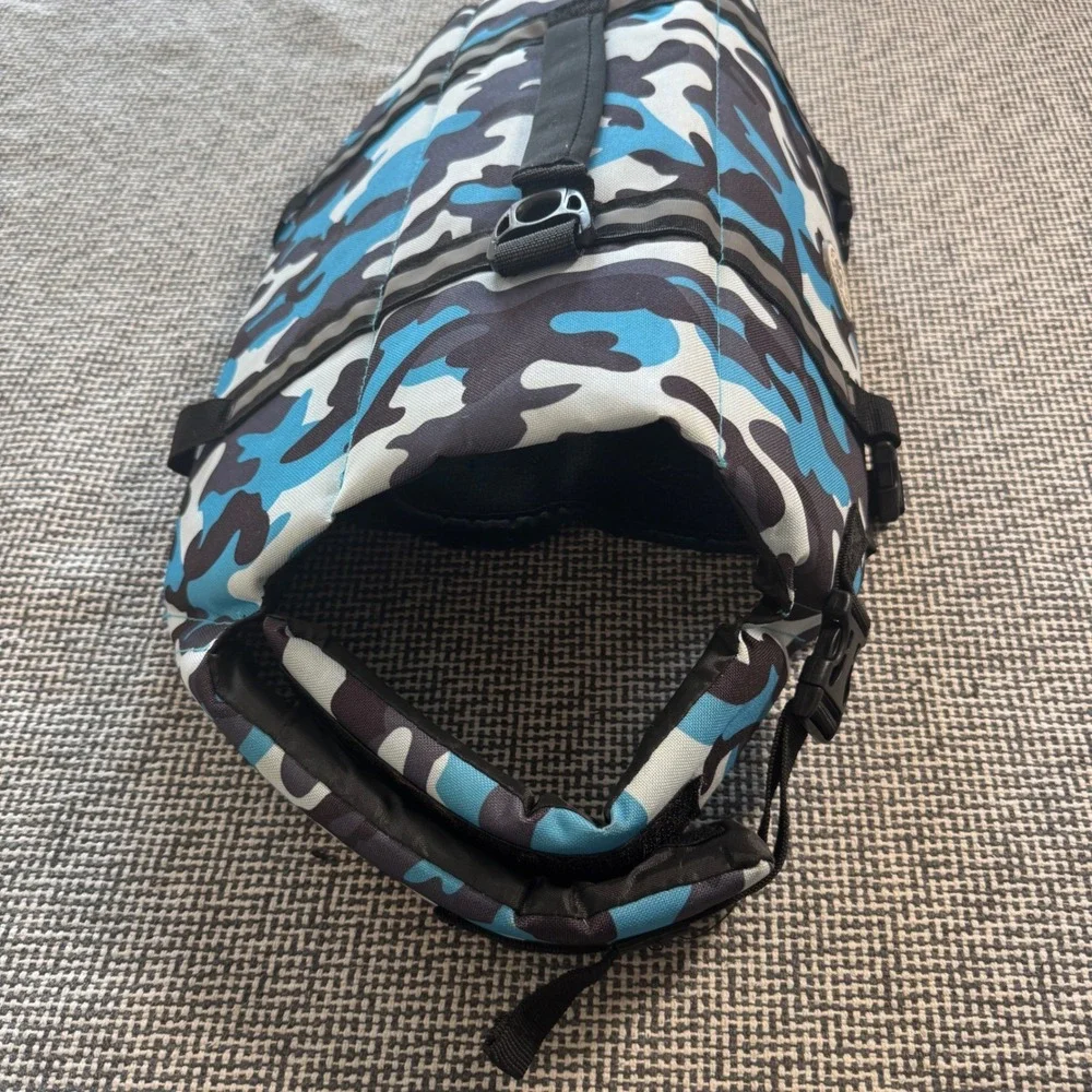 Vivaglory A04 Dog Life Jacket Blue Camo Large Reflective Safety Vest with Handle